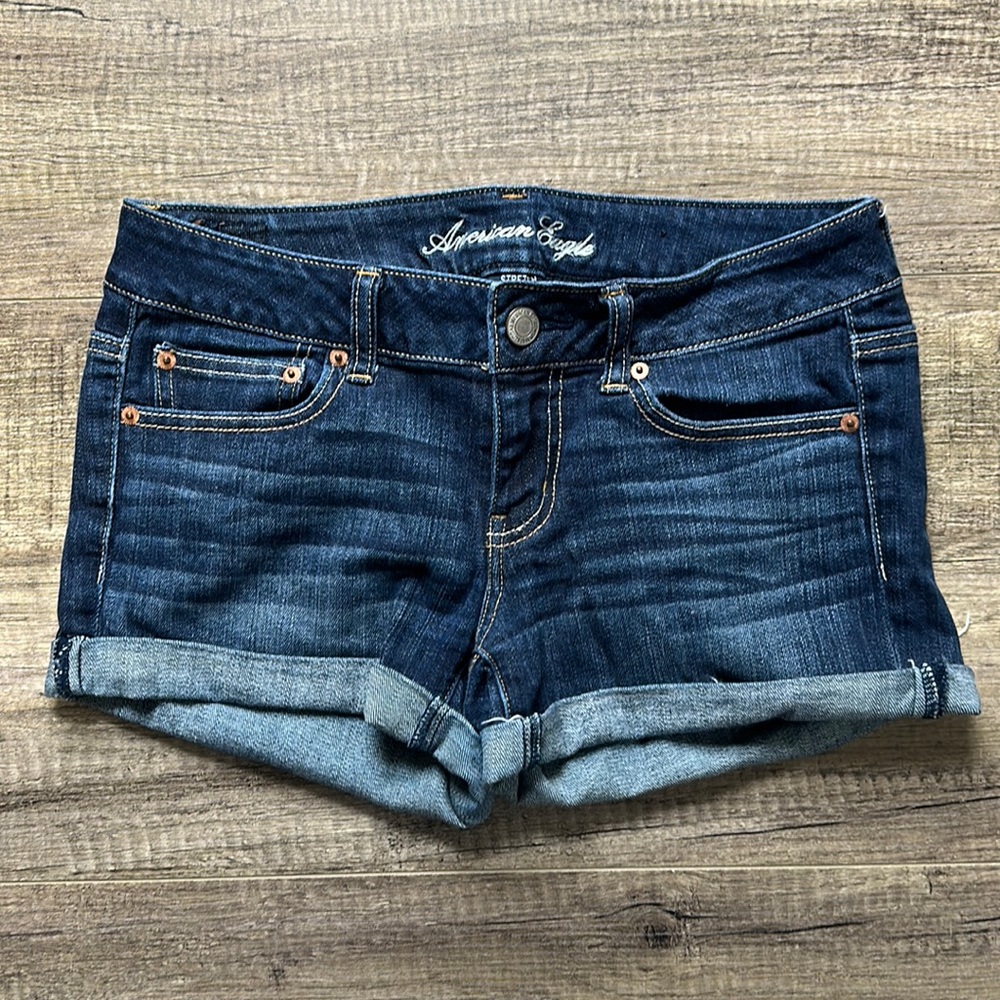 American Eagle Cuffed Stretch Denim Shorts